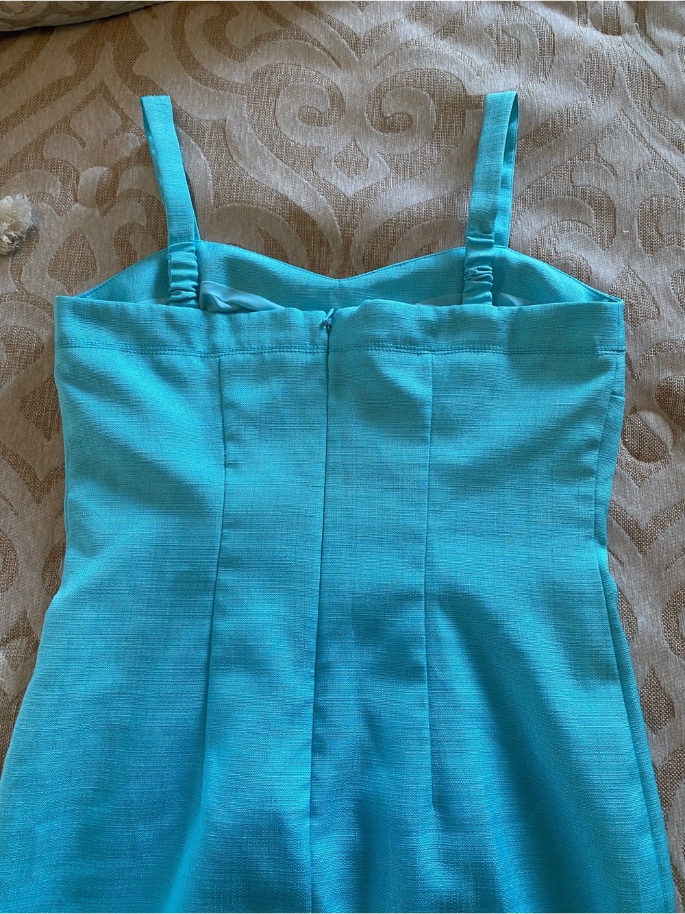 Ann Taylor Petite 0P Aqua Blue Sheath Dress | Lined Career Cocktail Midi - Picture 7 of 16